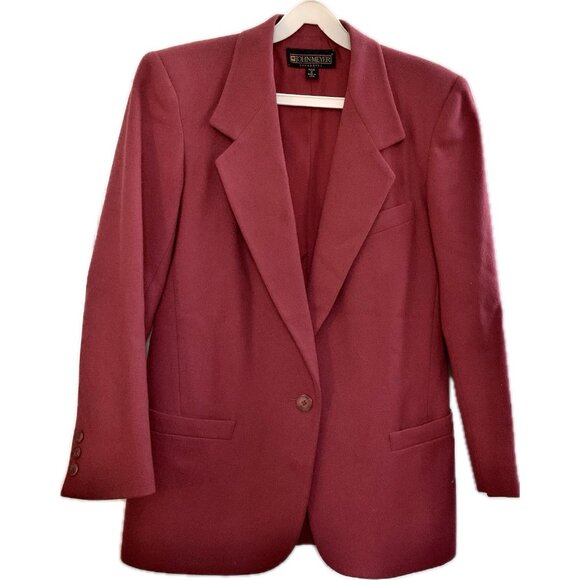 Vtg John Meyer Jacket Blazer Womens Sz Petites P2 Pink 1 Button 100% Wool Lined - Picture 1 of 16